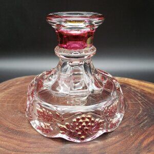VTG Westmorland Paneled Grape Ruby Flash Candle Holder 3 7/8" Gold Accents